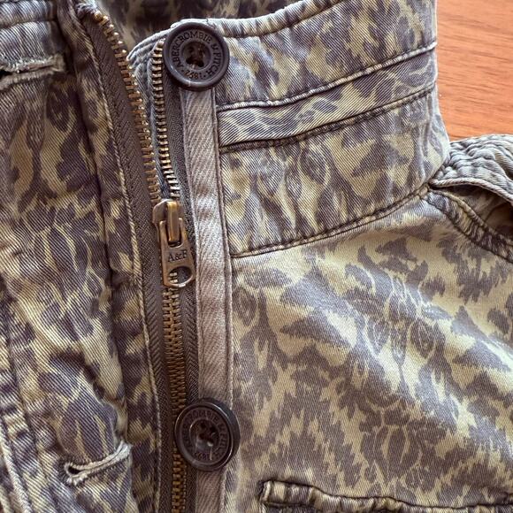 Abercrombie & Fitch Jacket XS Field Utility Floral Camo Green Cotton Distressed - Picture 15 of 16